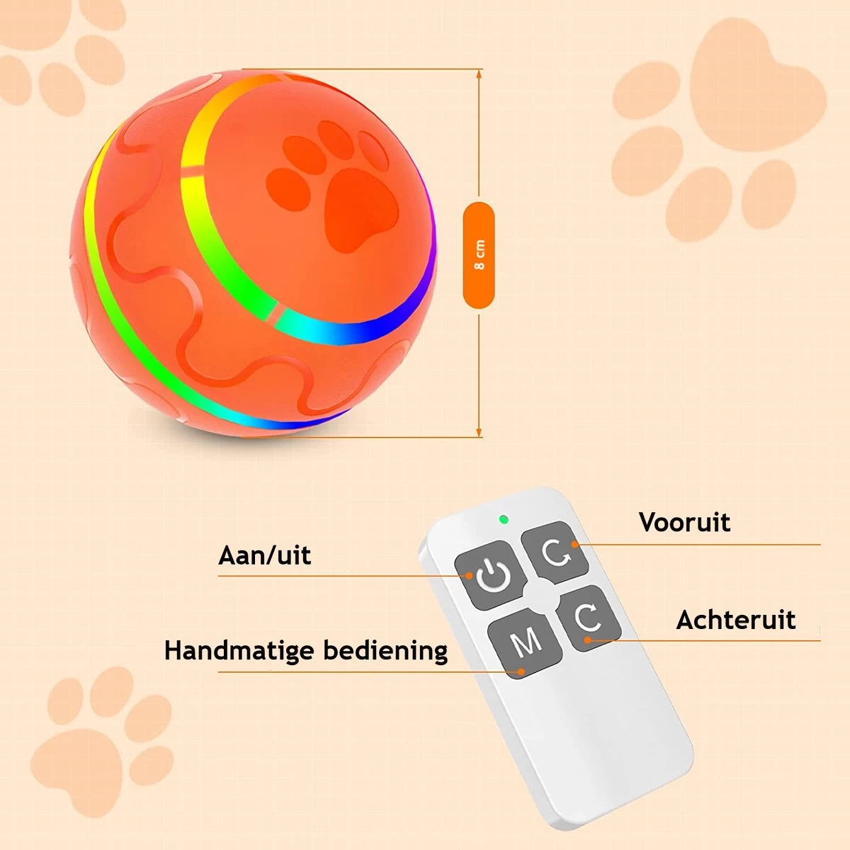 Good Experience Interactieve Hondenbal 3.0 – Honden Speelgoed Intelligentie – Puppy Speelgoed – Hondenspeeltjes – De Enige Die Werkt Met Afstandsbediening – De Veilige Bal Voor Jouw Hond – One Size – Oranje - Afbeelding 4