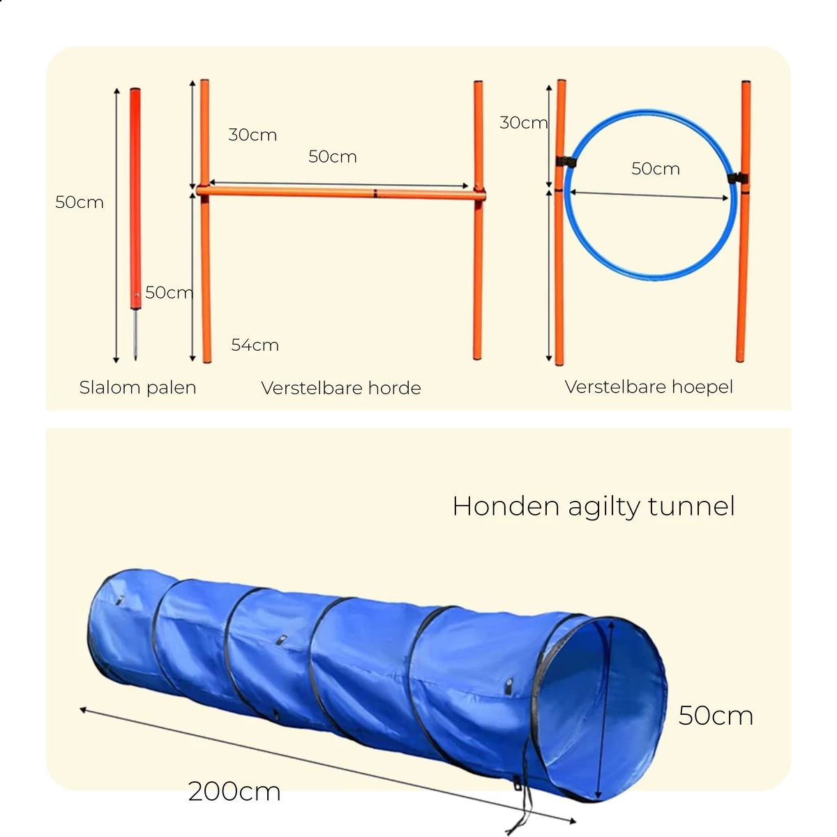 AYOO Agility Voor De Hond - Honden Agility Set - Honden Training - Honden Behendigheid Set - Honden Parcours - Training Huisdieren - Tunnel - Slalom - Horde - Draagzak - 21 Delig - GRATIS Speeltouw - Afbeelding 2