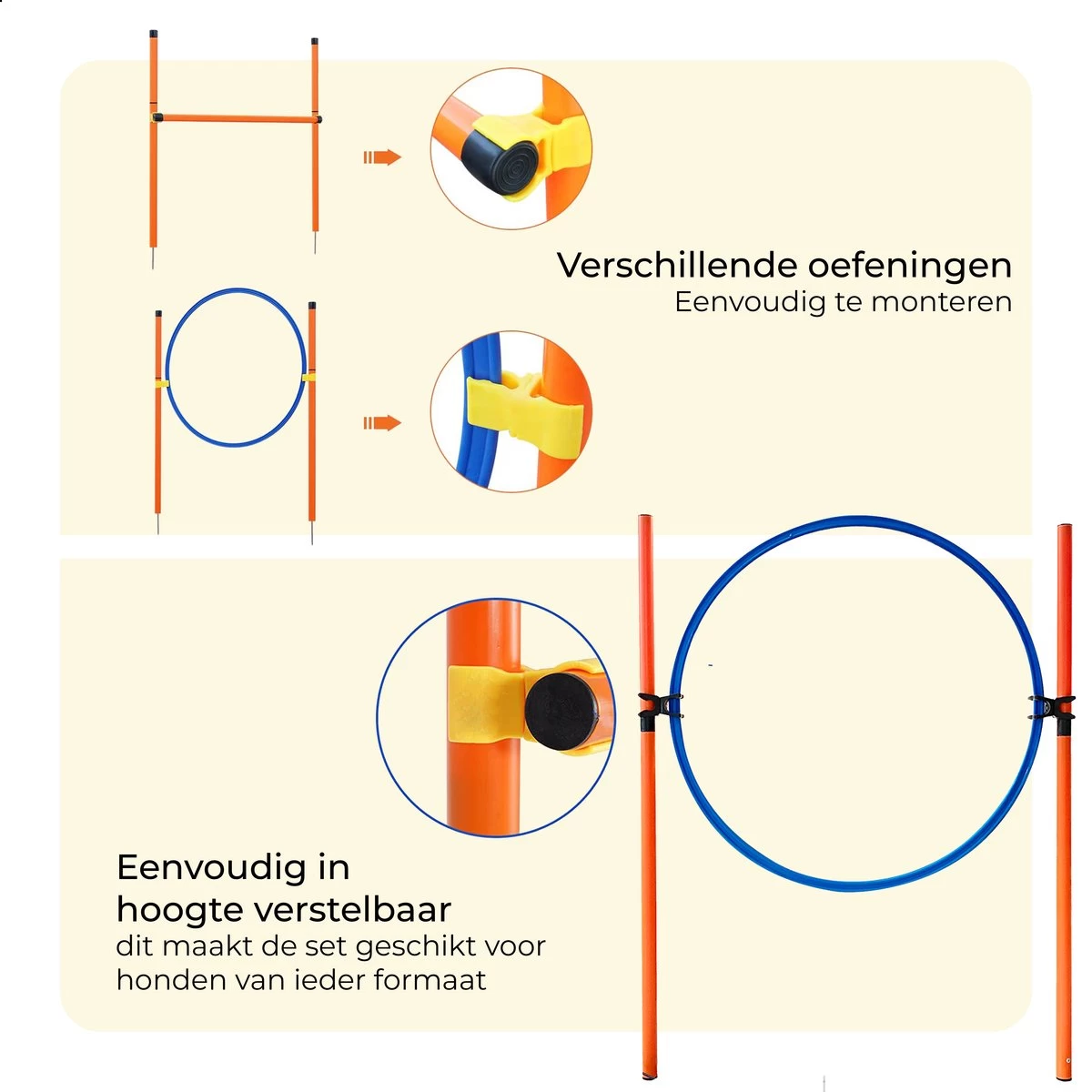 AYOO Agility Voor De Hond - Honden Agility Set - Honden Training - Honden Behendigheid Set - Honden Parcours - Training Huisdieren - Tunnel - Slalom - Horde - Draagzak - 21 Delig - GRATIS Speeltouw - Afbeelding 4