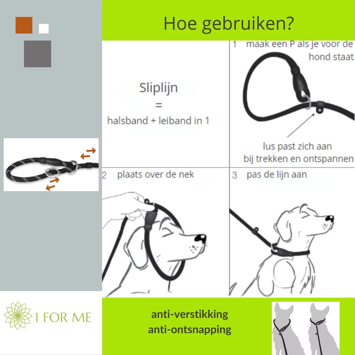 1FORME Hondenriem 15-25kg - Sliplijn Hond REFLECTEREND 2m, 1cm Ø - Jachtlijn 2 Ergonomische Handvaten - Dubbel Stop - Afbeelding 12