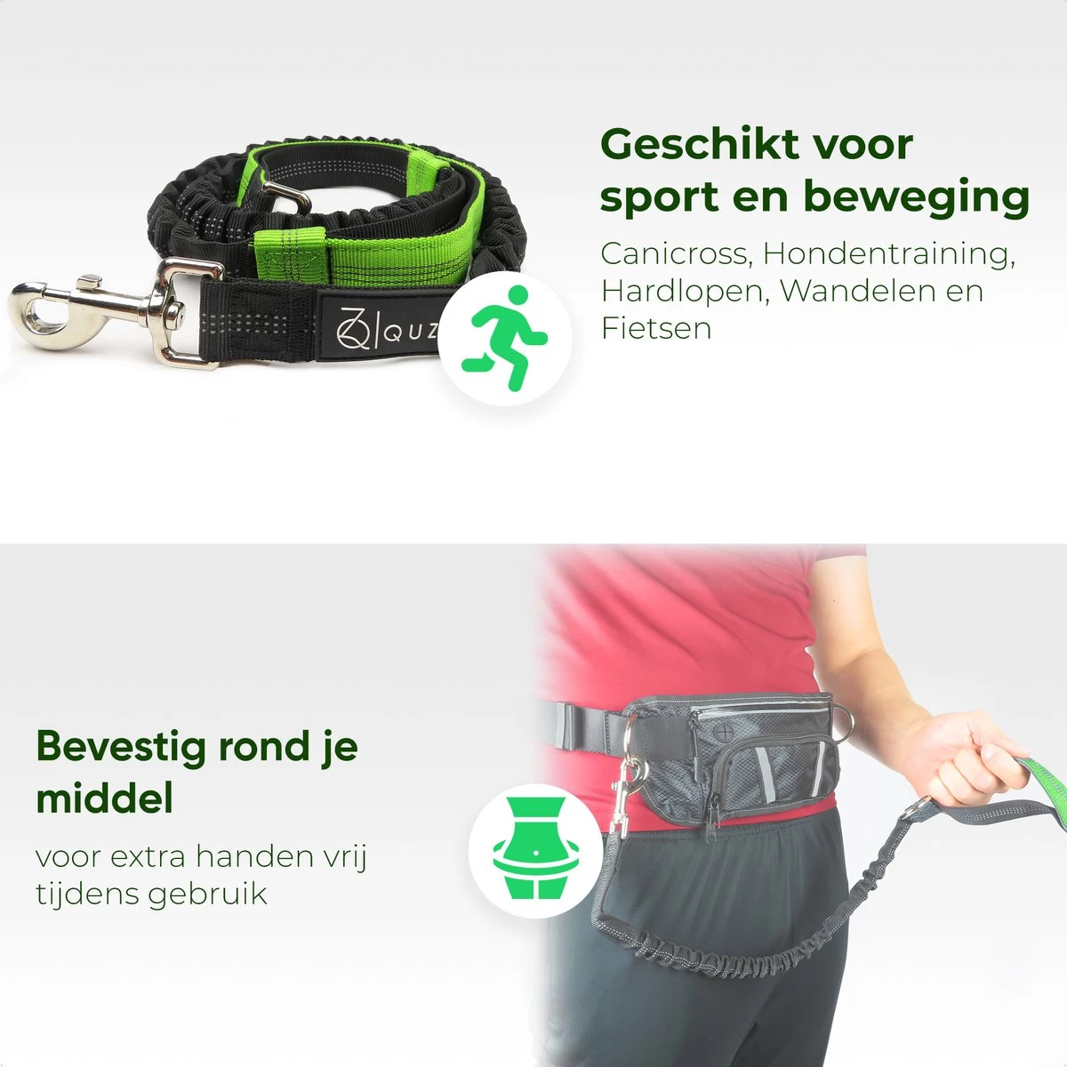 Canicross Looplijn Hond Met Heupriem Voor Hardlopen - Elastische Handsfree Hondenriem - Honden Trainingslijn - 150/200cm - Groen - Afbeelding 5