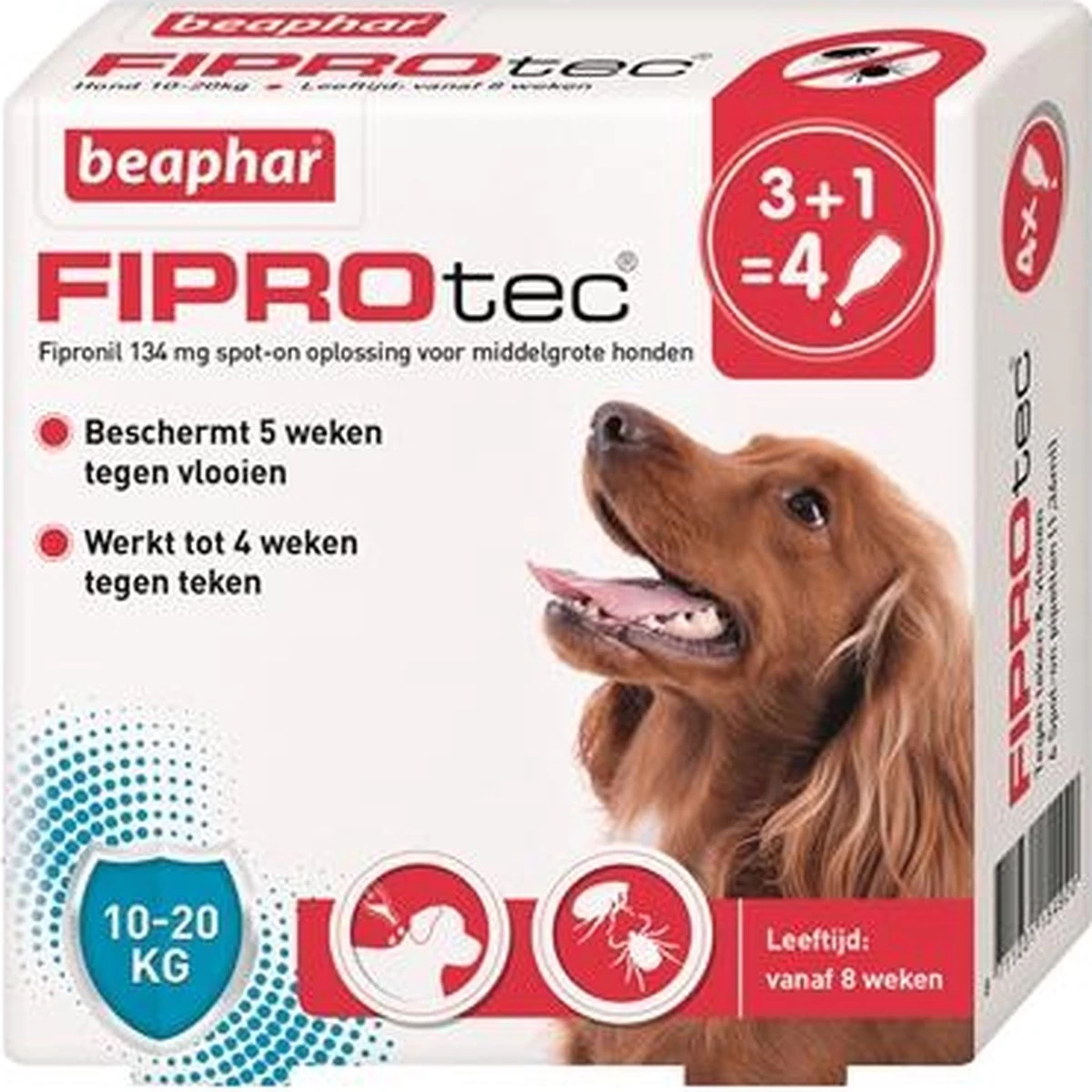 Beaphar Fiprotec Anti Vlooien En Teken Druppels Hond 20 - 40 Kg 3 + 1 Stuks - Afbeelding 4