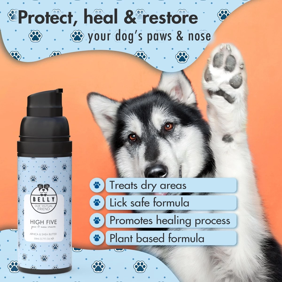 BELLY Paw & Nose Cream - Honden Huidverzorging - Hondenpoten & Hondenneus Crème, Pootverzorging Voor Zachte & Beschermde Voetkussens - 50ml - Afbeelding 4