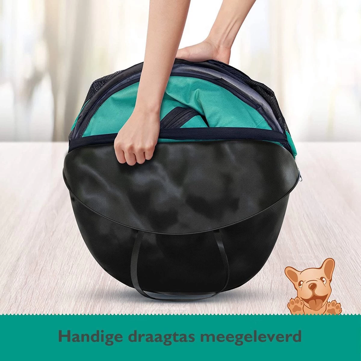 Meisterpet - Opvouwbare Puppyren Rond - (Ø X H) 115 X 58 Cm - Met Gratis Dieren Verzorging Set - Afbeelding 6