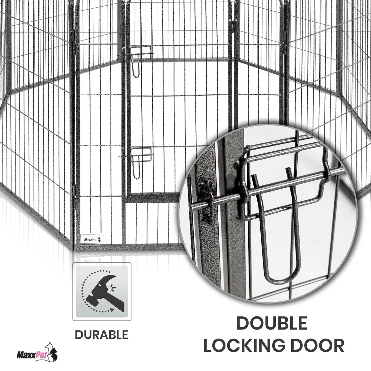 MaxxPet Puppyren - Hondenbench - Hondenren- Puppyren Met 8 Kennelpanelen - Staal -80 X 100 Cm Ø 210 Cm - Afbeelding 3
