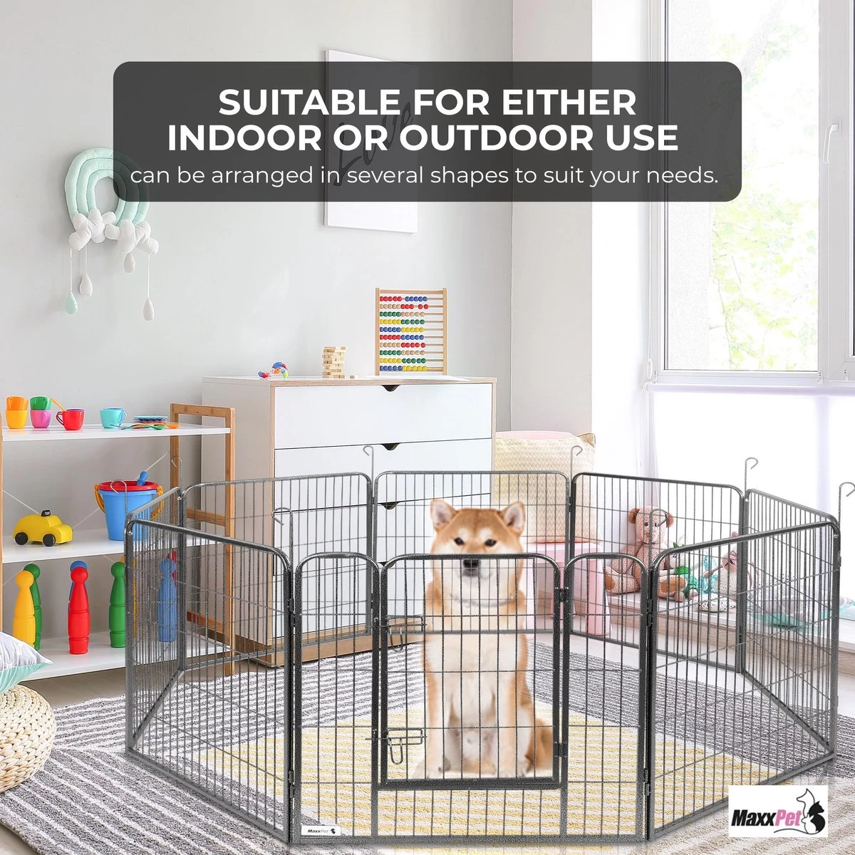 MaxxPet Puppyren - Hondenbench - Hondenren- Puppyren Met 8 Kennelpanelen - Staal -80 X 100 Cm Ø 210 Cm - Afbeelding 5