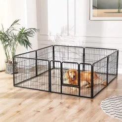 Transformeerbare Hondenren - Dieromheining Van 60 Cm Hoog En 210 Cm Diagonaal - Zwart