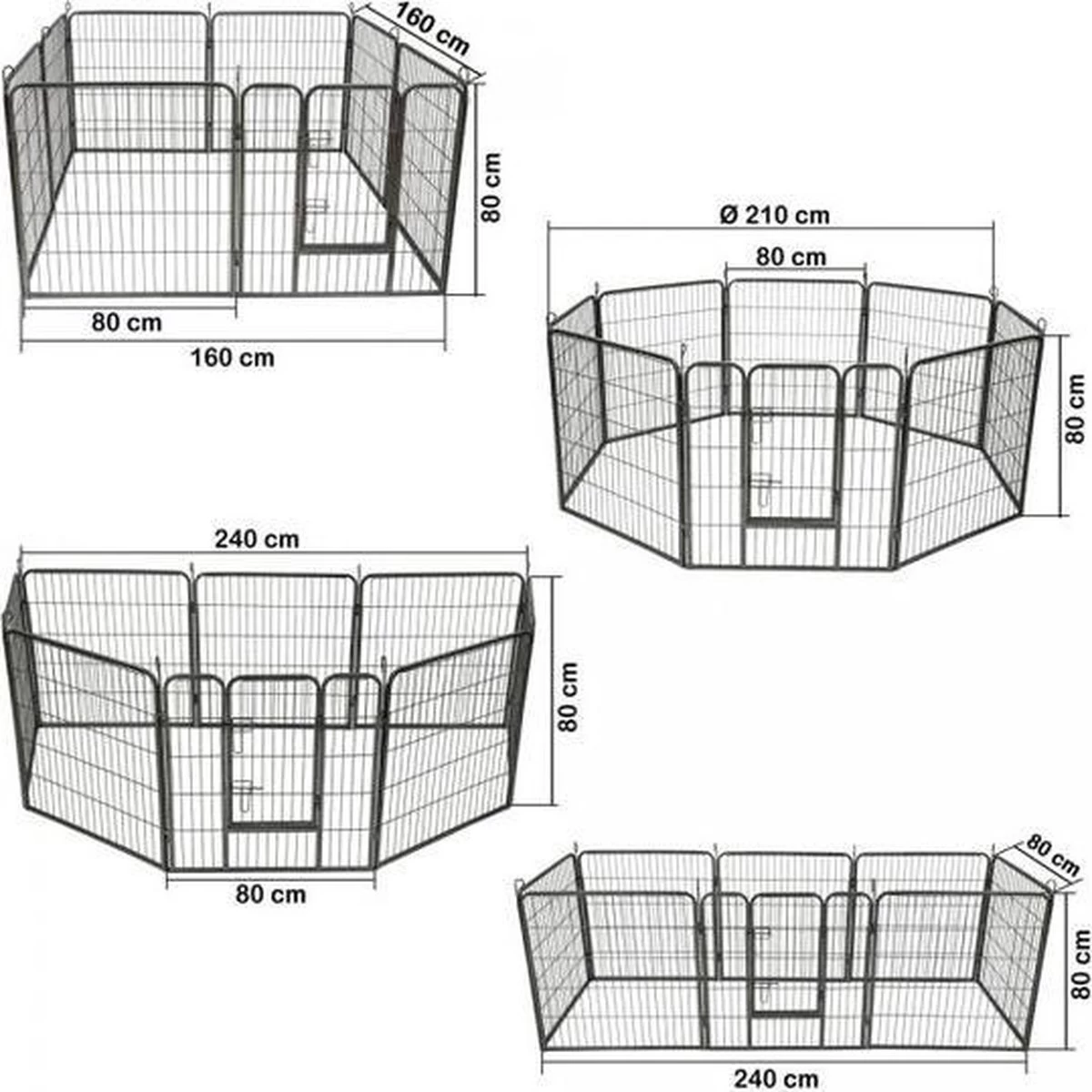 Merkloos Premium Puppyren - 80 Cm Hoog - 640 Cm Omtrek - Hondenren - Hondenhok - Grijs Hamerslag - Afbeelding 2