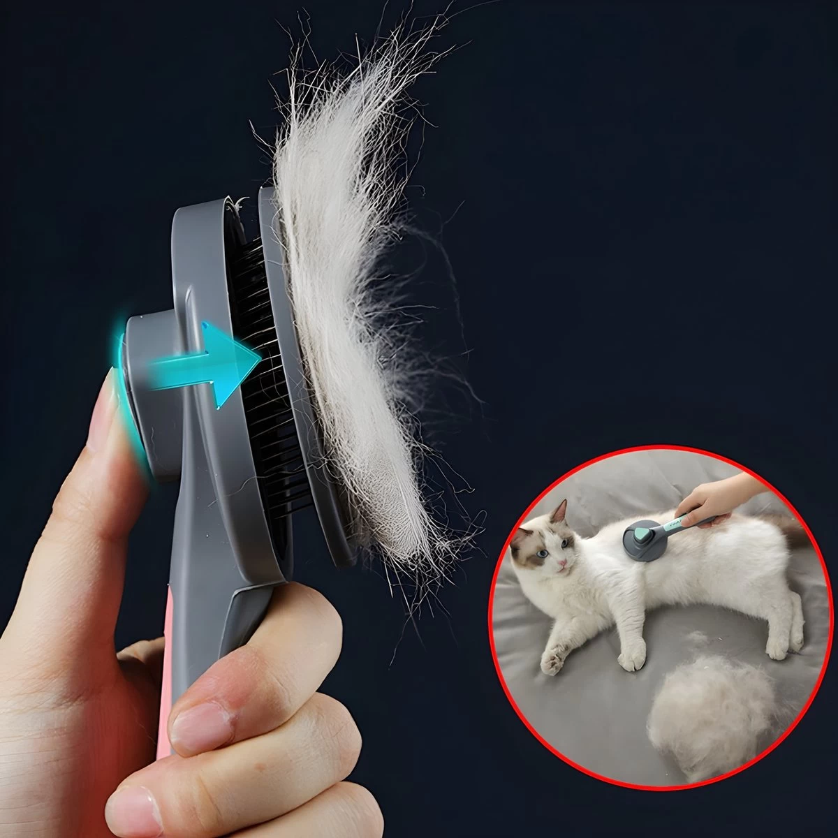 Pakeway T9 - Kattenborstel - Zelfreinigende Kattenkam - Groen - Massageborstel - 19,3 Cm - Afbeelding 9