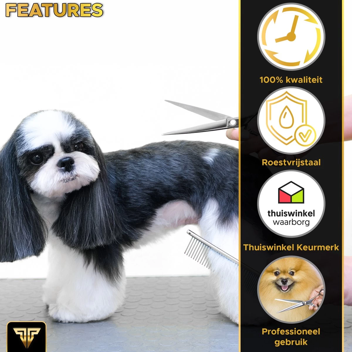 Toivo Schaar Voor Dieren - Zilver - Effileerscharen - Honden Scharenset - Dierenschaar - Set 5 Stuks - Trimscharen - Trimset - Uitdunschaar Hond - Schaar Honden - Afbeelding 2