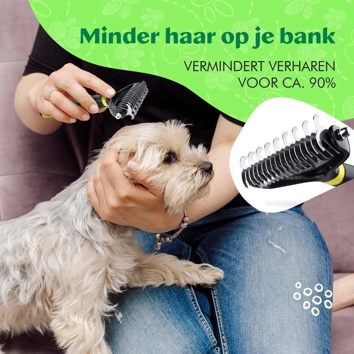 Mister Mill Professionele 2-Zijdige Ondervacht Kam Voor Hond En Kat – Honden/Kattenborstel – Klittenkam – 9,5 Cm. - Afbeelding 6