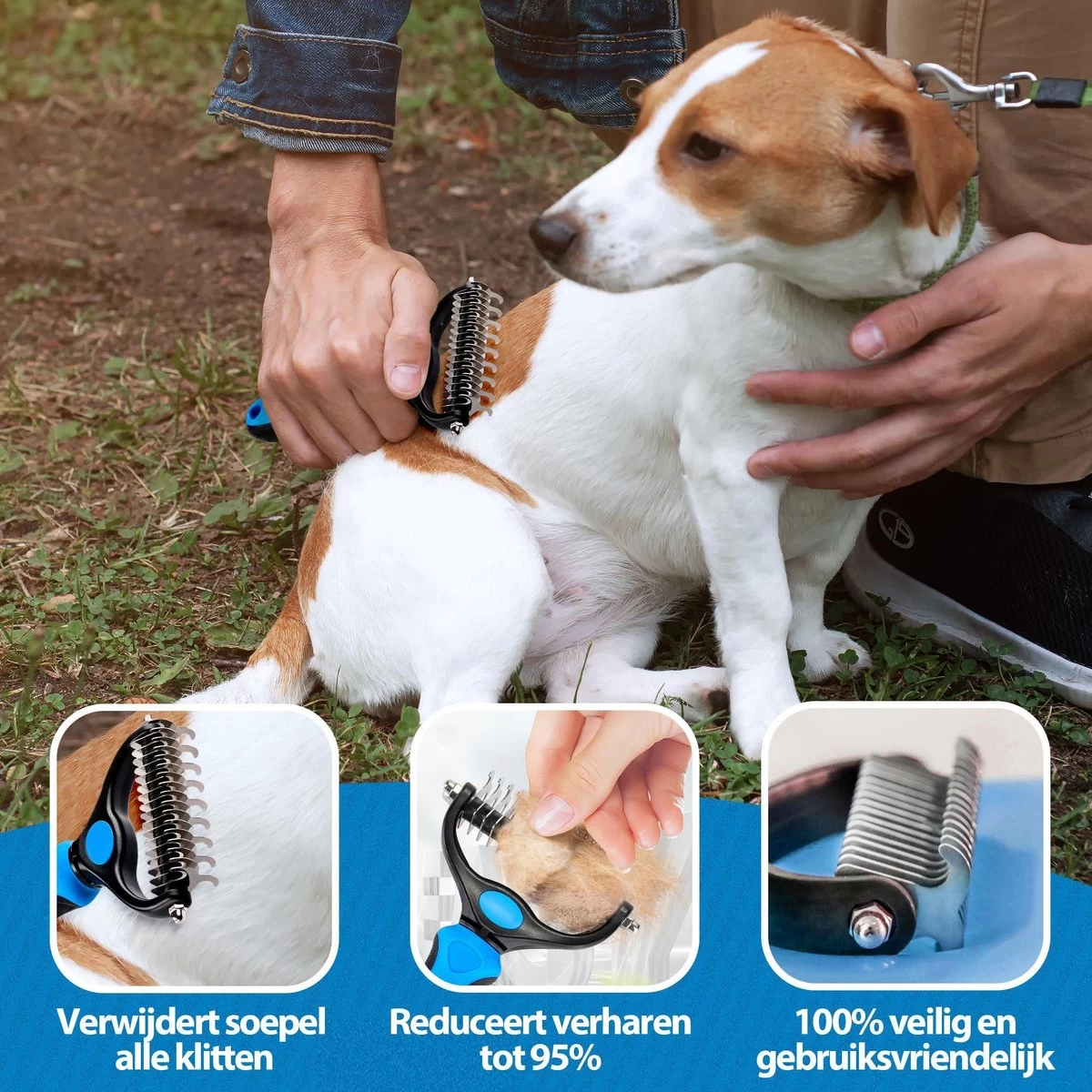 Woodoro 2-Zijdige Kattenkam Voor Ondervacht - Voorkomt Haaruitval - Verwijdert Klitten - Afbeelding 3