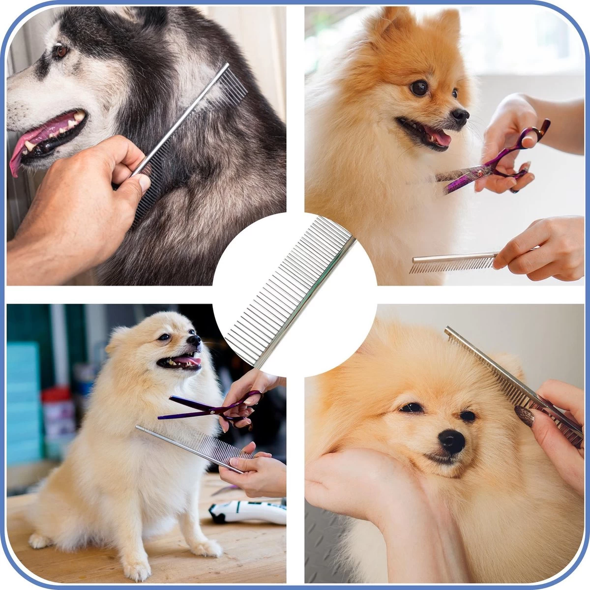 TwinQ Vachtverzorgingsset Hond/kat - Professionele 2-zijdige Ondervacht Kam - Klittenkam Voor Honden En Katten - Verwijderd Klitten En Voorkomt Haaruitval - Incl. Vlooienkam En Tandenborstel - Afbeelding 6