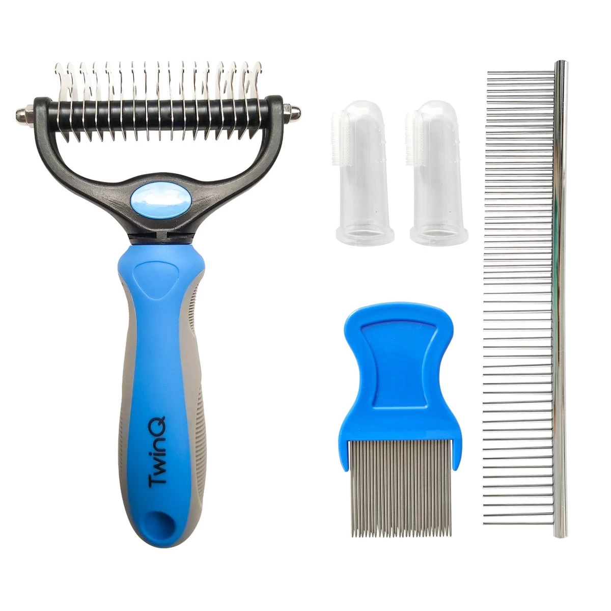 TwinQ Vachtverzorgingsset Hond/kat - Professionele 2-zijdige Ondervacht Kam - Klittenkam Voor Honden En Katten - Verwijderd Klitten En Voorkomt Haaruitval - Incl. Vlooienkam En Tandenborstel - Afbeelding 10