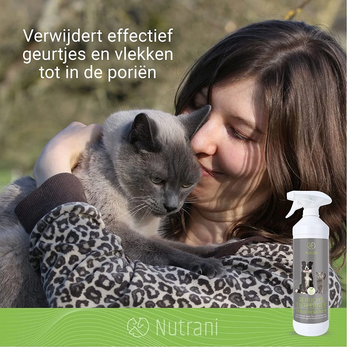 Nutrani Geurverwijderaar, 750 Ml, Natuurlijke Enzymreiniger Als Gebruiksklare Spray Met Biologische Werking, Verwijdert Geurtjes, Urine, Poep En Vlekken Van Honden En Katten - Afbeelding 2