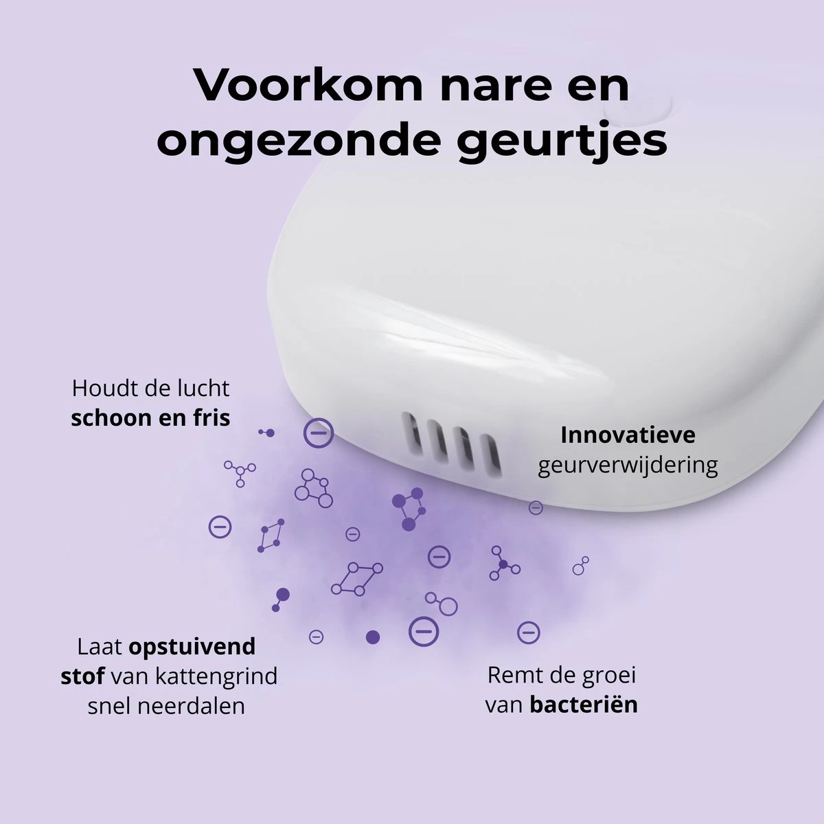 Pettadore Air Insight - Kattenbak Geurverdrijver & Teller - Actieve Zuurstof En Ionen - Oplaadbaar - Met App - Afbeelding 3