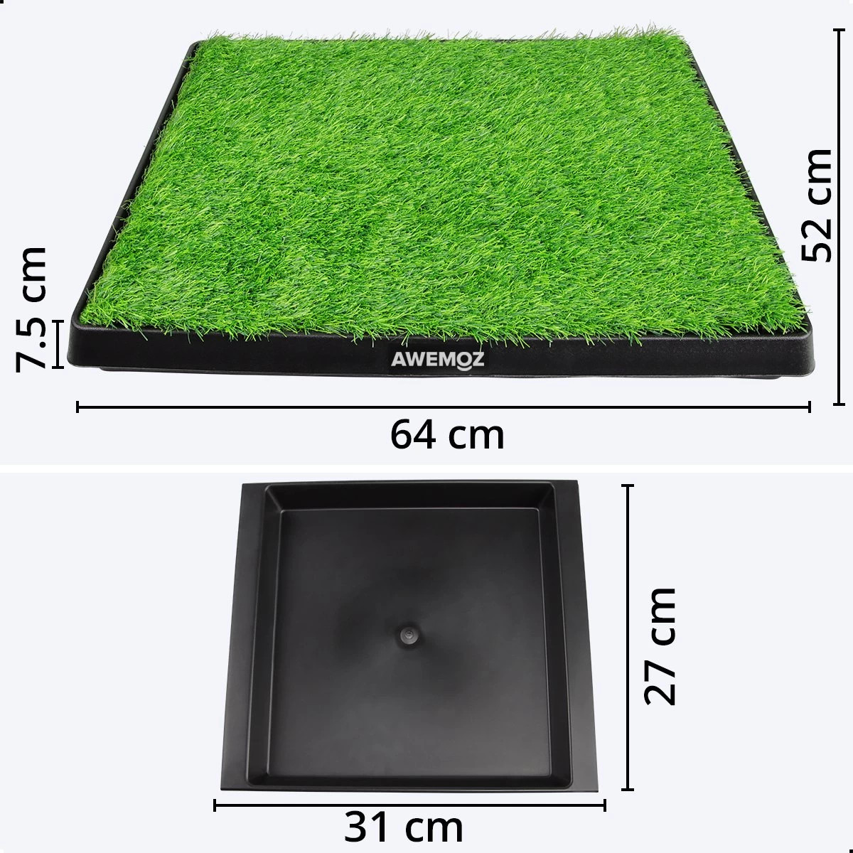 AWEMOZ Hondentoilet Kunstgras - Met 2 Matten En Opvangbak - 64x52x7,5cm - Puppy Pads - Zindelijkheidstraining Hond - Training Pads - Indoor / Outdoor Honden Toilet - Afbeelding 2
