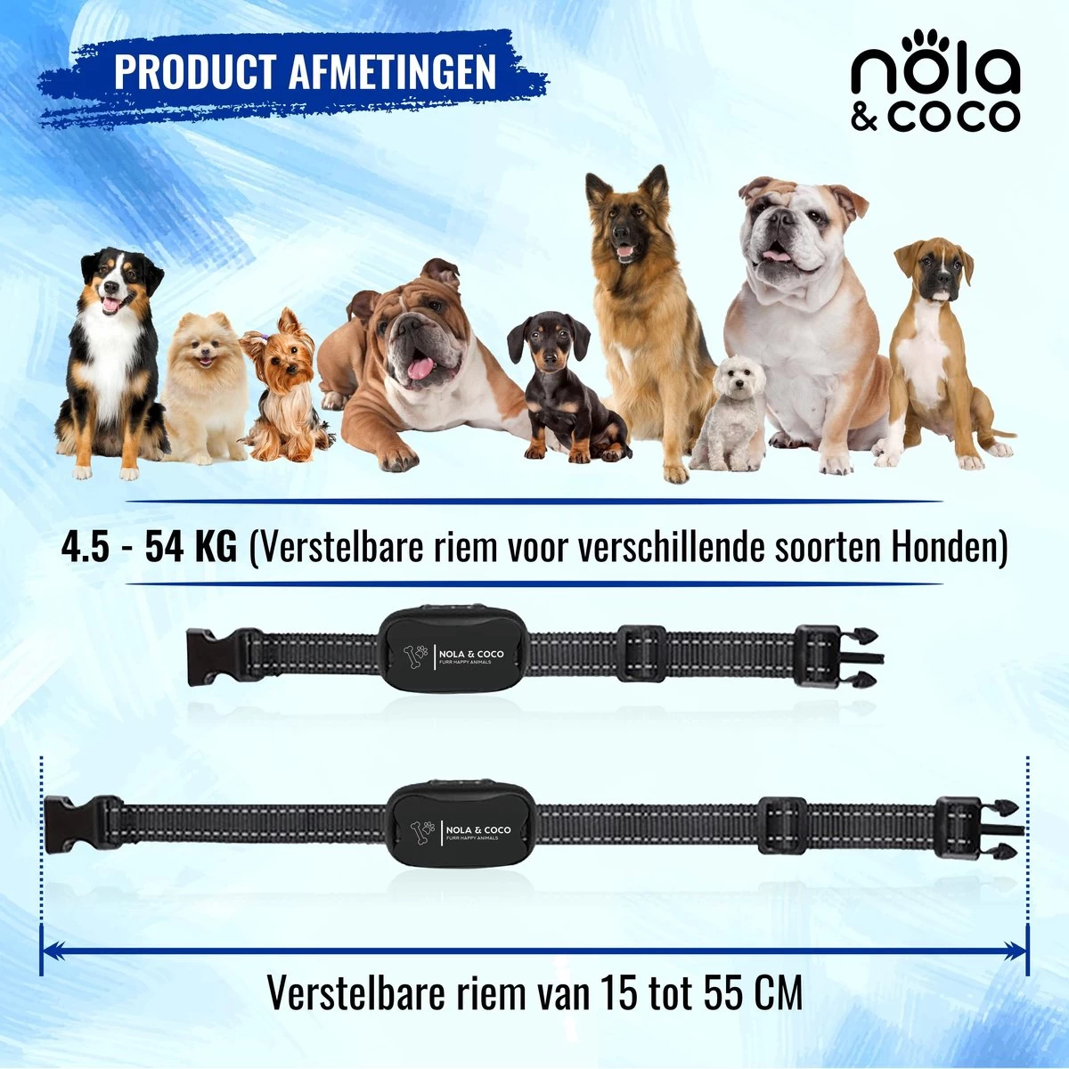 Nola & Coco® Oplaadbare Anti Blafband - 4 Kleuren - Zonder Schok - Waterdichte Diervriendelijke Blaf Halsband - Opvoedingshalsband - Voor Grote En Kleine Honden - Lichte Vibratie En Geluid - 3 Tot 60kg - Afbeelding 3