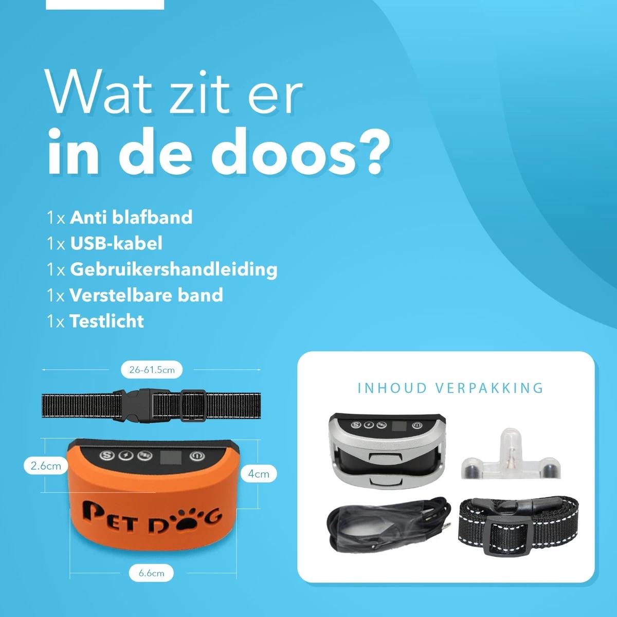 PET DOG® | Anti Blafband Voor Honden | 3 T/m 60 Kg | Oplaadbaar | Anti Blaf Band | Trainingsband | Vibratie En Geluid | Diervriendelijk | Shock Aan/uit Instelbaar - Afbeelding 3