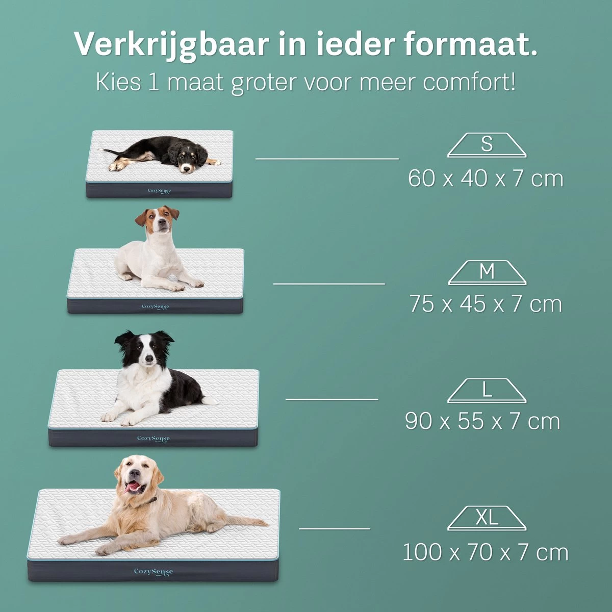 CozySense® - Orthopedisch Hondenkussen - Hondenkussen 90 X 55 Cm - Ook Geschikt Als Benchkussen & Hondenbed - Hondenkussen Bank - Traagschuim - Waterdicht - Wasbare Hoes - Maat L - Afbeelding 2