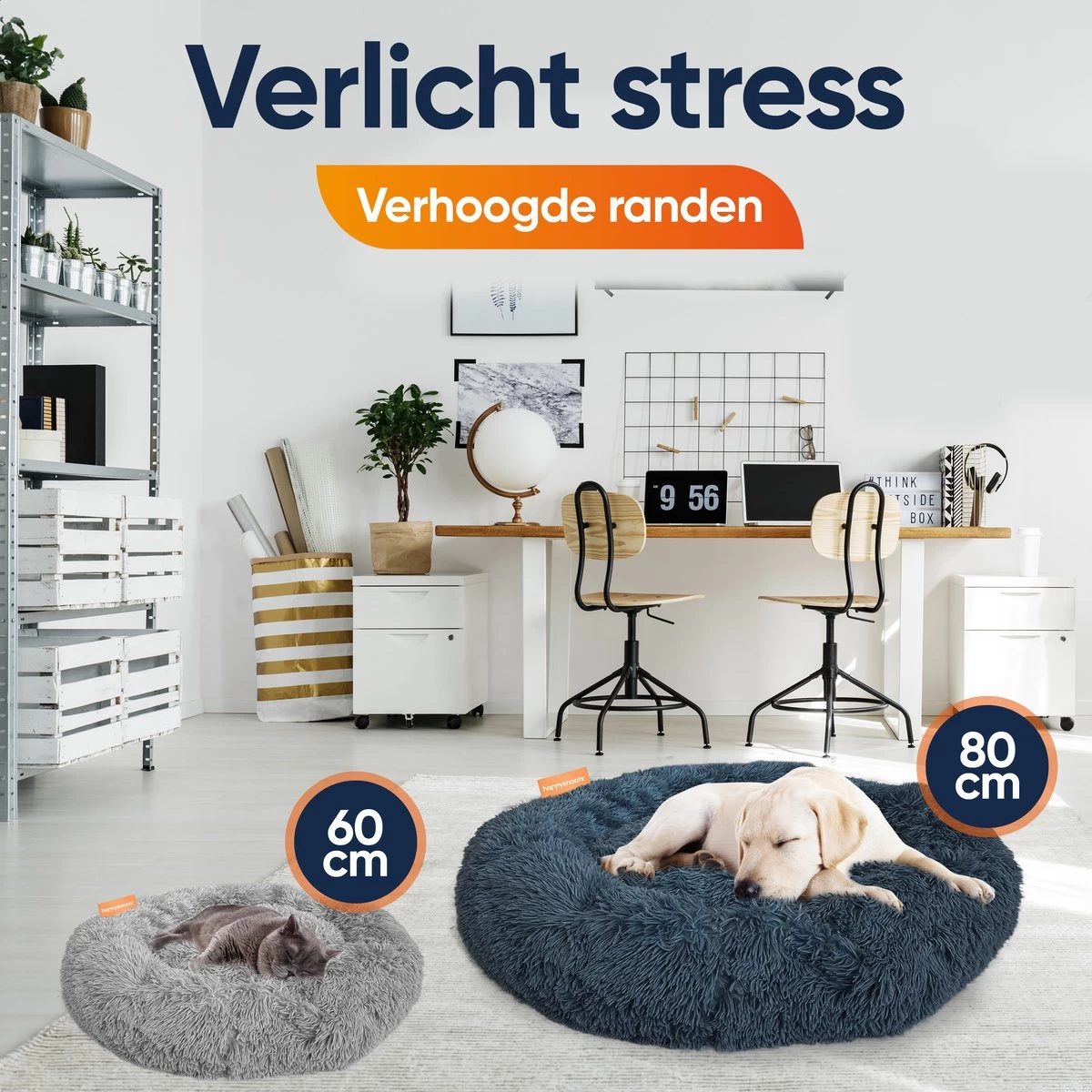 Happysnoots Hondenmand Met Rits - 80cm - Hondenbed - Donut Dog Bed - Fluffy - Grijs - Wasbaar - Afbeelding 3