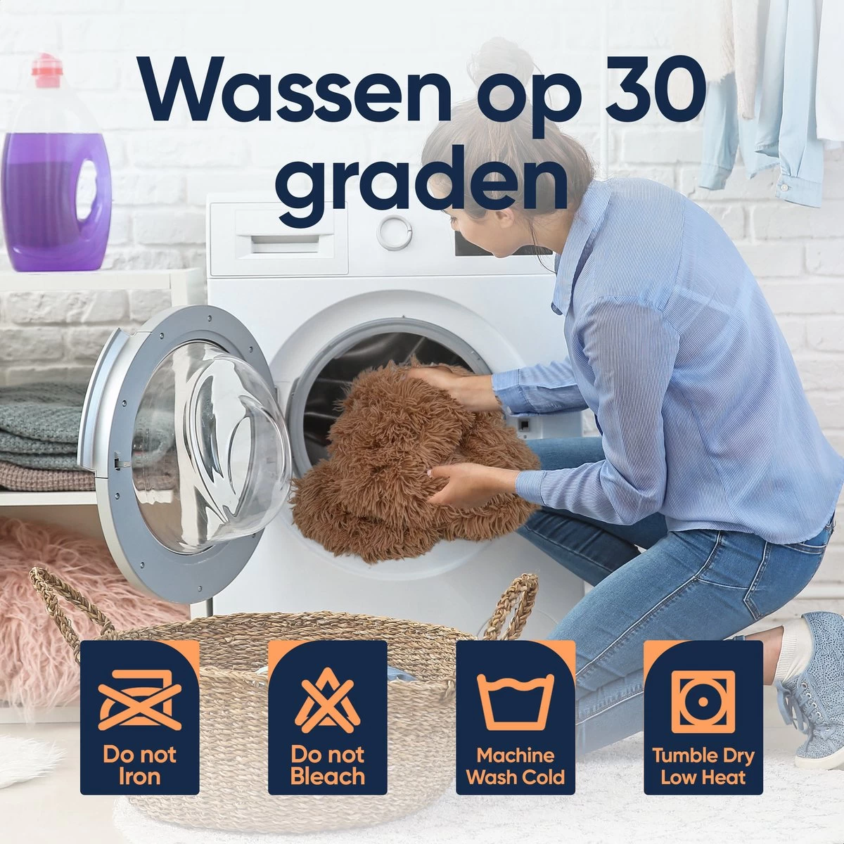 Happysnoots Hondenmand Met Rits - 80cm - Hondenbed - Donut Dog Bed - Fluffy - Grijs - Wasbaar - Afbeelding 5