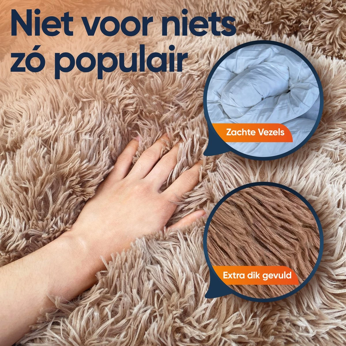 Happysnoots Hondenmand Met Rits - 80cm - Hondenbed - Donut Dog Bed - Fluffy - Grijs - Wasbaar - Afbeelding 6