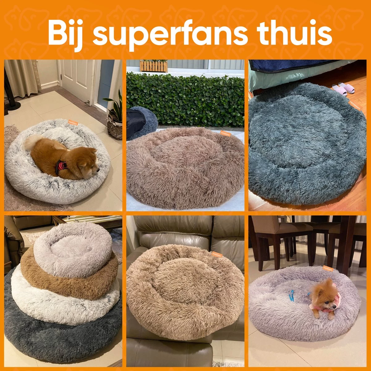 Happysnoots Hondenmand Met Rits - 80cm - Hondenbed - Donut Dog Bed - Fluffy - Grijs - Wasbaar - Afbeelding 7