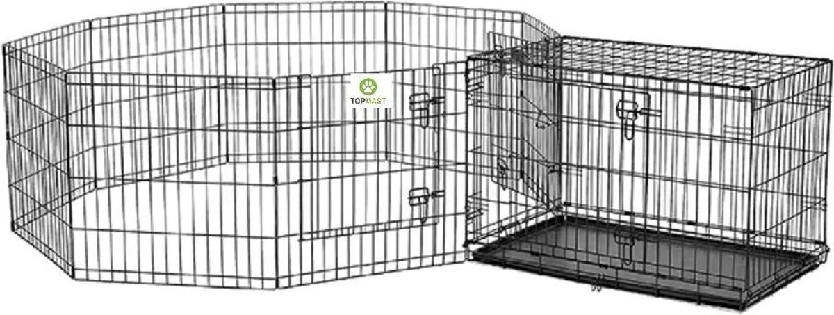 Topmast Puppyren Opvouwbaar XL Zwart Gecoat Metaal. 60 Cm Hoog - 560 Cm Omtrek