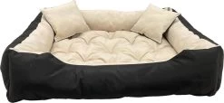Ecco - Honden- En Kattenbed Met Kussen | Binnenmaat: 130x100 / Buitenmaat: 145x115cm - Beige / Zwart