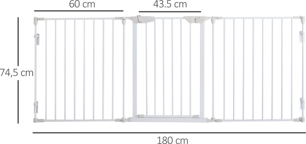 PawHut Afschermhek Voor Honden Veiligheidshek Hondenhek 3 Elementen Kunststof Wit D06-100V01 - Afbeelding 3