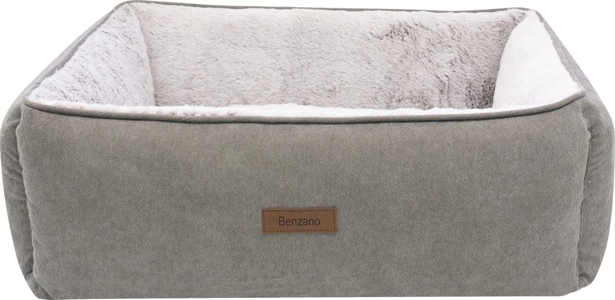Benzano - Hondenmand - Pluche - Zacht - Wasmachine Wasbaar - Schuimvulling - Grijs/Taupe - 80 CM