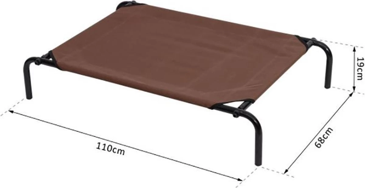 PawHut Hondenstretcher XL 110x68x19 Cm. Bruin / Grijs - Afbeelding 4