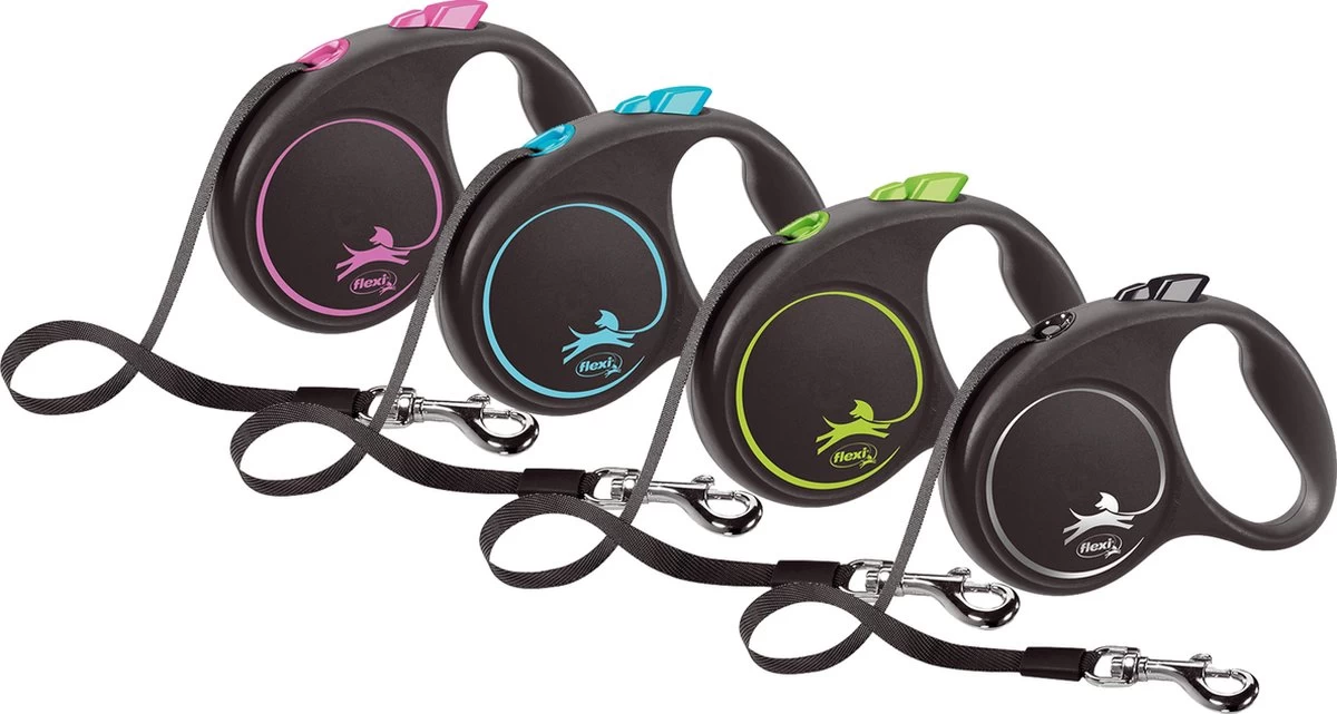 Hondenriem - Looplijn - FLEXI Rollijn BLACK DESIGN TAPE - L - ROZE - 5 Meter - Afbeelding 2