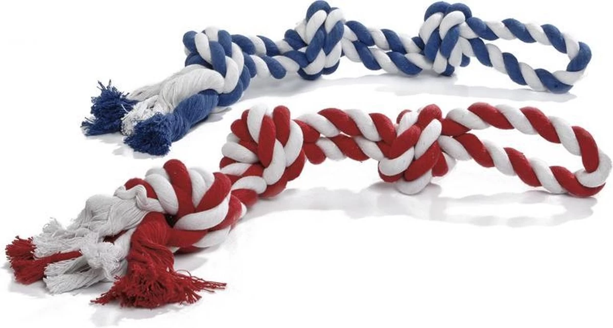 Beeztees Flossytoy - Flostouw - 3 Knopen - Assorti - 600 Gram - 63x11x11 Cm