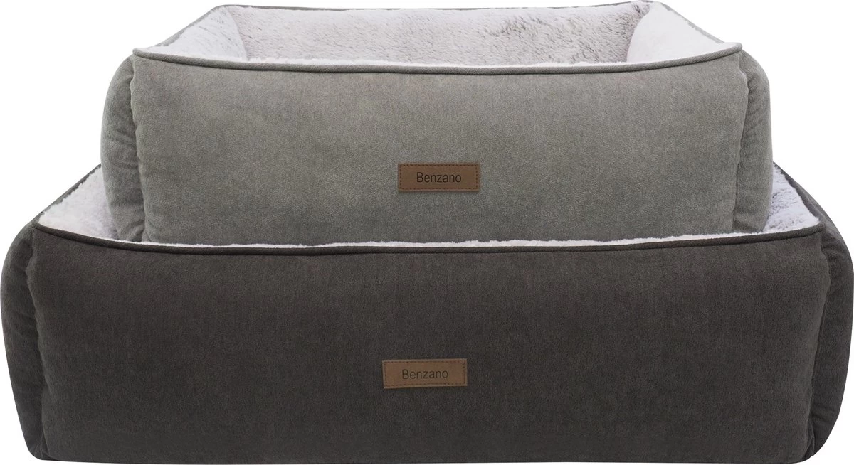 Benzano - Hondenmand - Pluche - Zacht - Wasmachine Wasbaar - Schuimvulling - Grijs/Taupe - 80 CM - Afbeelding 4