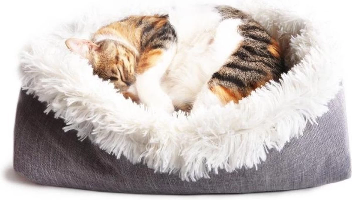 Reayou Kattenmand - Kattenkussen - Kattenbed Hondenkussen - Hondenmand - Grijs- 51 X 61 Cm - Afbeelding 5