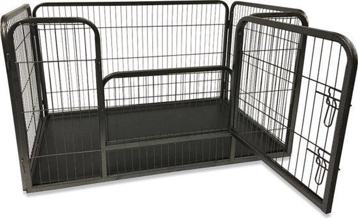 MaxxPet Puppyren - Hondenbench - Puppykennel - Hondenren - 125 X 78 X 80 Cm - Zwart - Afbeelding 2