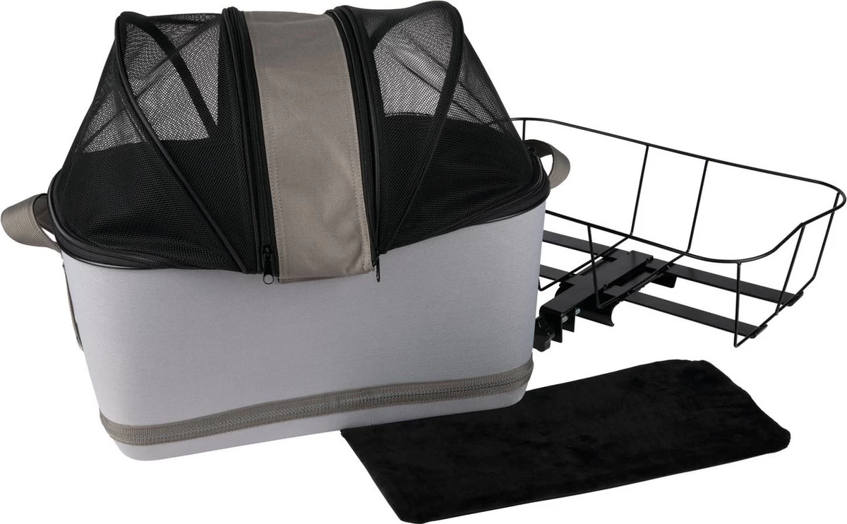 Zoofari Fiets Hondenmand - Max. Belasting: 6 Kg - Met Geïntegreerd Signaaltoon - Ca. 47 X 29 X 45 Cm (l X B X H) - Stevig Metalen Frame Voor Montage Op De Bagagedrager - Met Zijdelingse Gaasafdekkingen Voor Een Goede Luchtcirculatie - Uitneembare Tas - Afbeelding 3