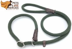 Sliplijn Met Stop - 1.2 Meter - Groen - Verstevigd - Roestvrij Staal - Verstelbaar - Hondenriem - Trainingslijn Voor Honden - Touw - Touwlijn - Lijn - Made In Portugal