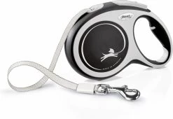Flexi Rollijn New Comfort Tape L 8 M - Hondenriem - Zwart&Lichtgrijs