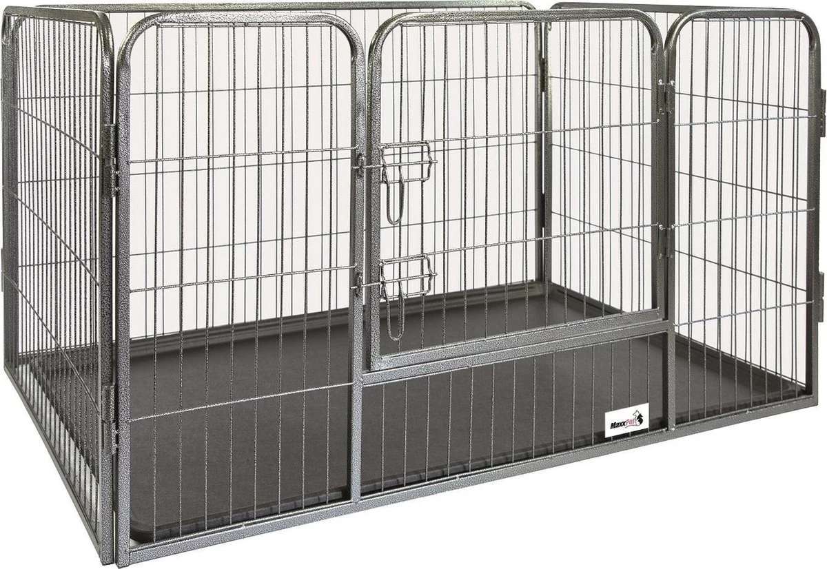 MaxxPet Puppyren - Hondenbench - Puppykennel - Hondenren - 125 X 78 X 80 Cm - Zwart