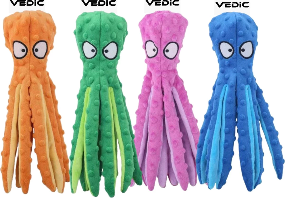 VEDIC® - Octopus Blauw Honden Knuffel - Piepspeelgoed - Geen Vulling - 32CM - Afbeelding 6
