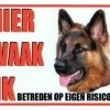 Merkloos Aluminum Waakbord: Hier Waak Ik Oud Duitse Herder