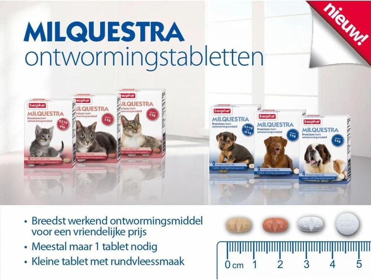 Beaphar Milquestra Kleine Hond/Puppy - Ontwormingsmiddel - 2 Tabletten - Afbeelding 3