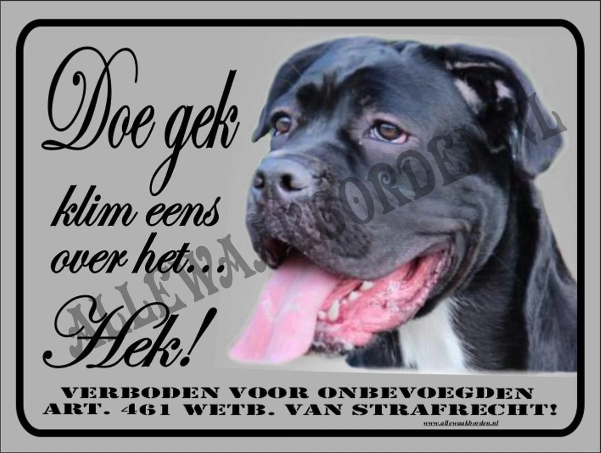 Merkloos Cane Corso 122 Waakbord Doe Gek - 15 X 20 Cm