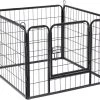 ACAZA Hondenren In 4 Panelen - Hondenkennel - Met Deur - 60 Cm Hoog - Zwart