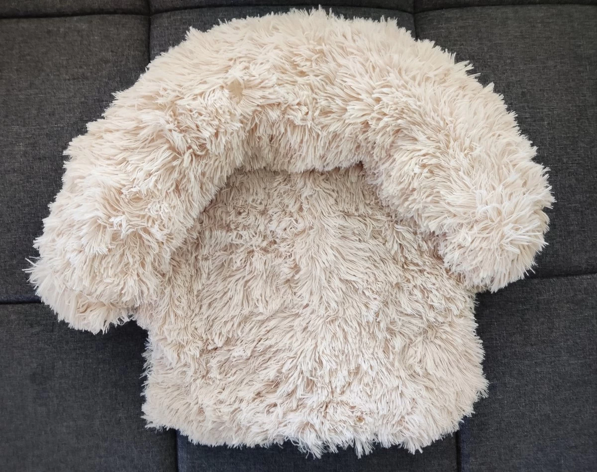 Kussen Voor Kat Of Kleine Hond | Fluffy Dierenkussen Van Pluche | Kat | Bank | Mand | Kattenmand | Kattendeken & Bankbeschermer Max. 15 Kg | Beige | Maat XS - Afbeelding 3