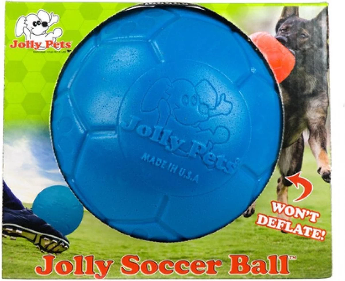 Jolly Pets Jolly Soccer Ball – Hondenspeelgoed – Apporteerspeelgoed– Jollyflex Stevig Kunststof – Drijvend Hondenspeeltje – Ø15cm – Licht Blauw - Afbeelding 4