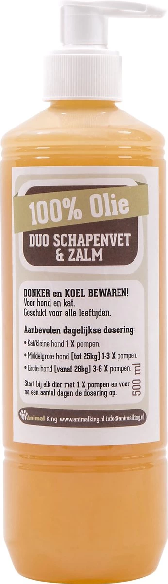 Duo Schapenvet/zalmolie Voor Honden-hond -2 X 500ml-Animal King - Afbeelding 2